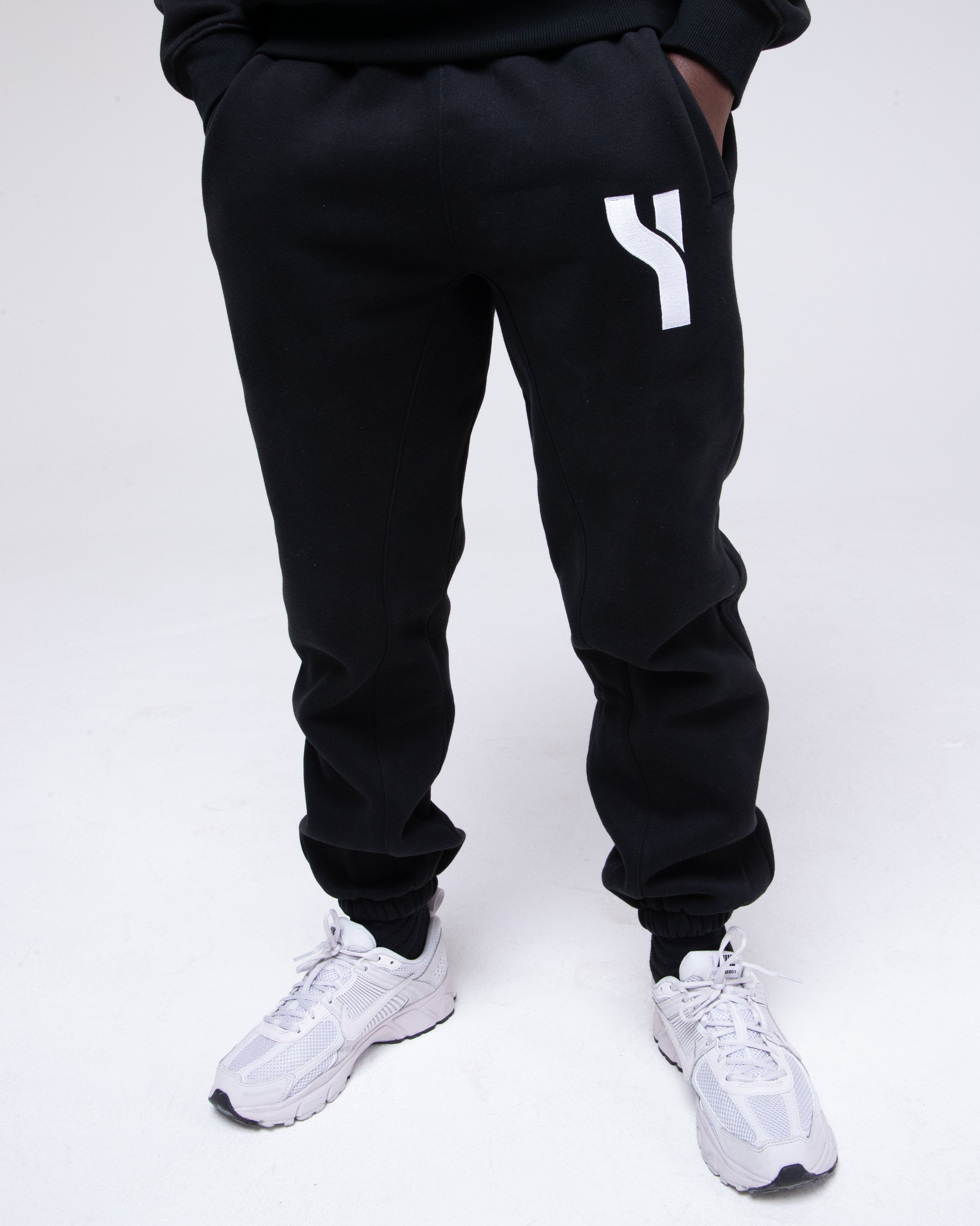 Cosy Joggers in black model shot zoomed to show product detail